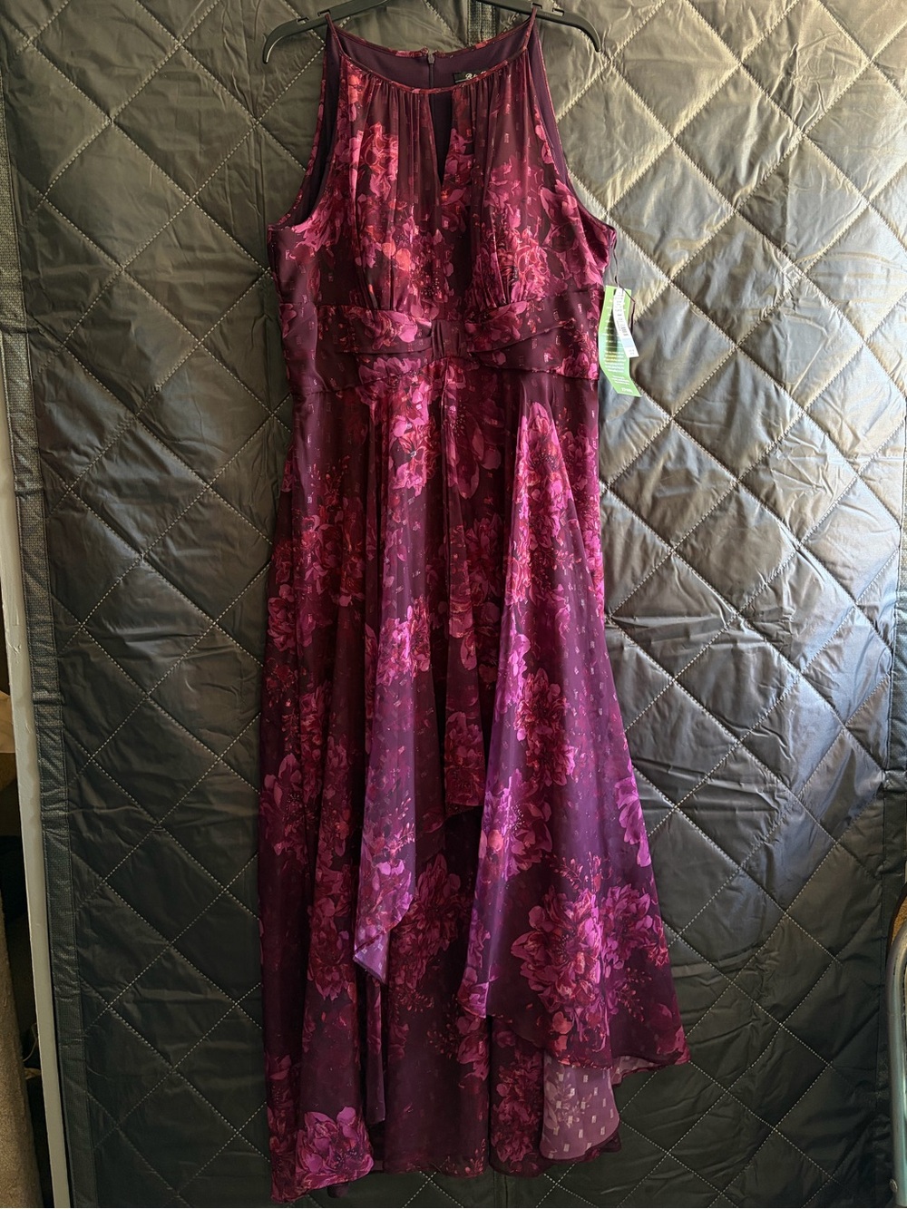 jcpenney Floral High-Low Chiffon Dress in Burgundy Plum